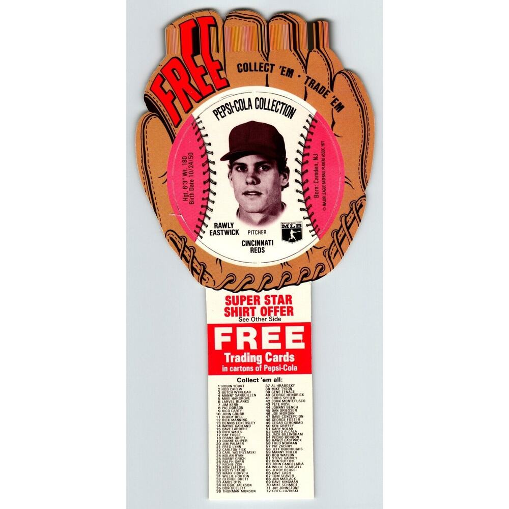 Pepsi-Cola Baseball Trading Card 1977 Rawly Eastwick Cincinnati Reds MLB Trade